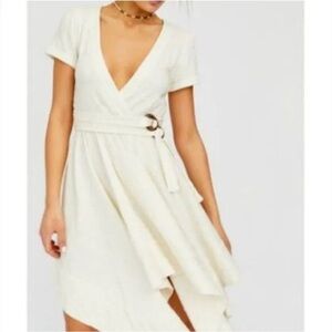 Free People Freesia Belted Wrap Dress in Ivory Cream